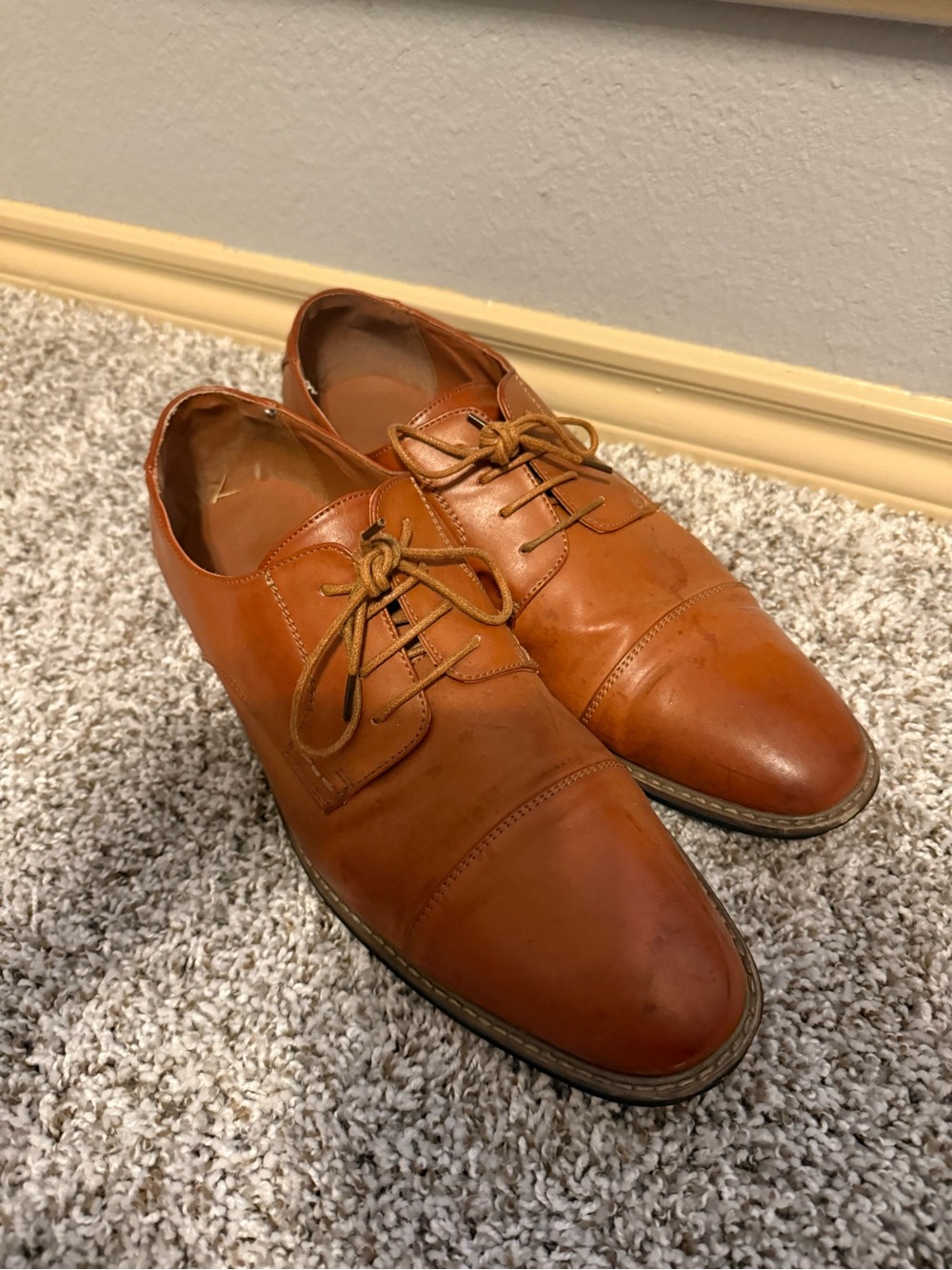 Men's Leather Cap-Toe Derby Shoes - Tan
